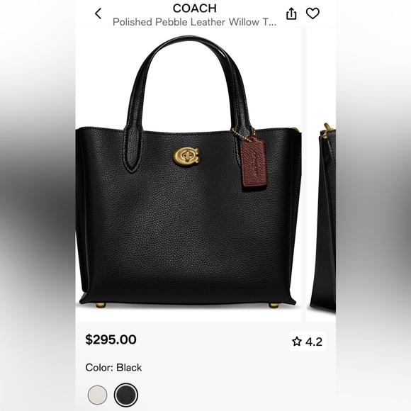 COACH willow tote RETAIL $300
Polished Pebble Leather with Convertible Straps - Picture 6 of 7